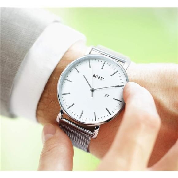 Mens Minimalist Ultra Thin Watches Quartz Analog Wrist Watch for Men Waterproof - Picture 4 of 6